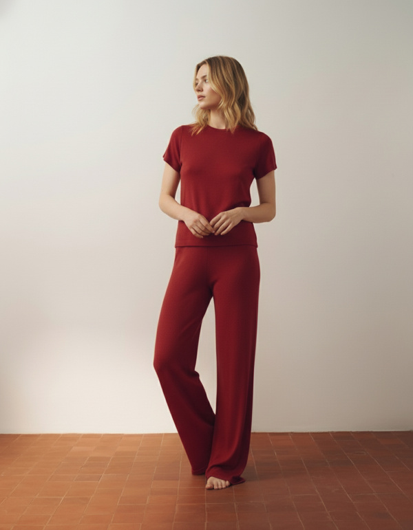 Футболка из ультратонкой шерсти, цвет бордовый