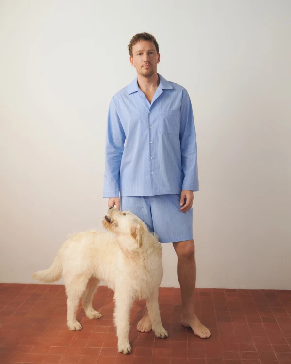 Пижама хлопковая с шортами Blue stripes